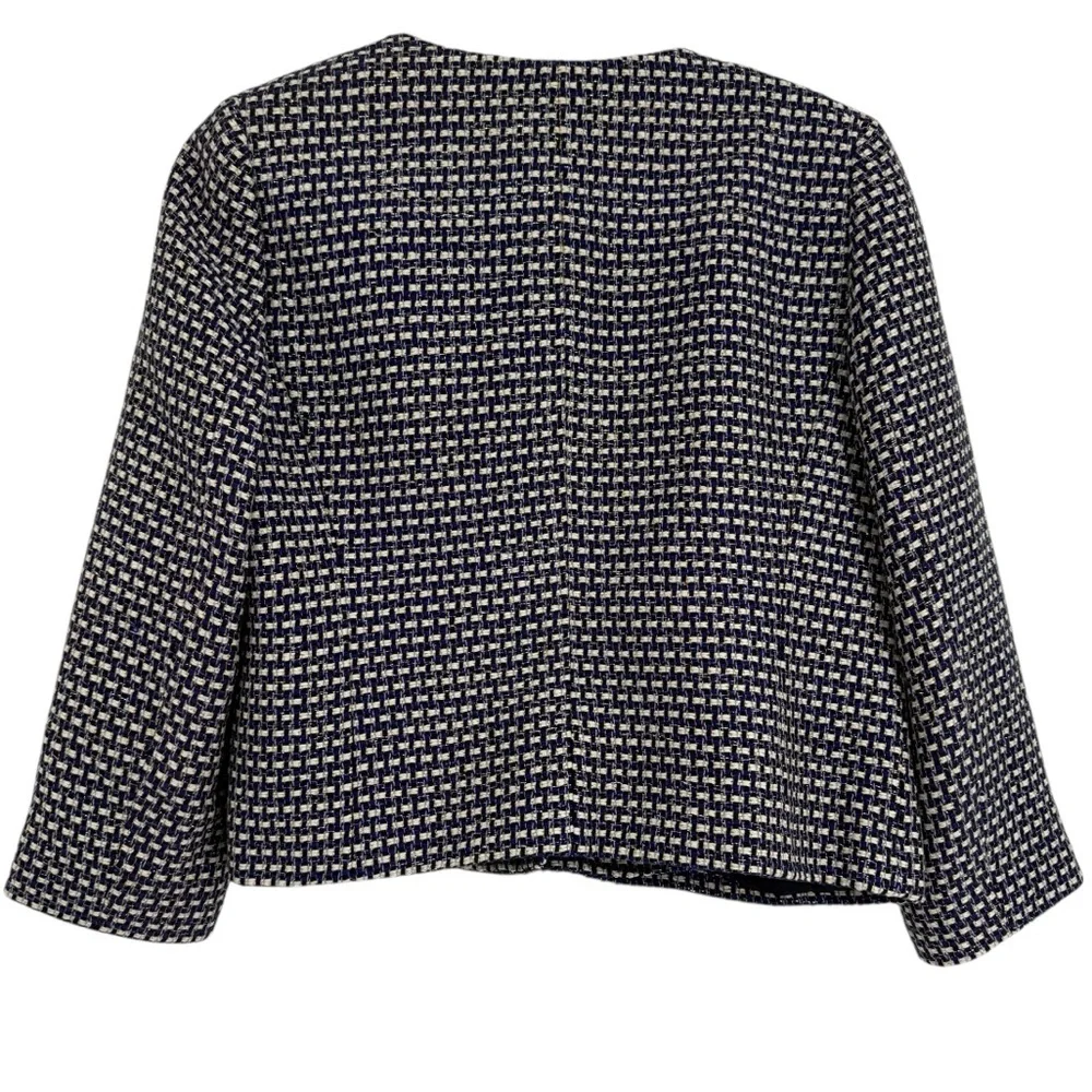 J. Crew Purple Metallic Cropped Blazer Jacket Size 6 Women Pockets Woven Silk
